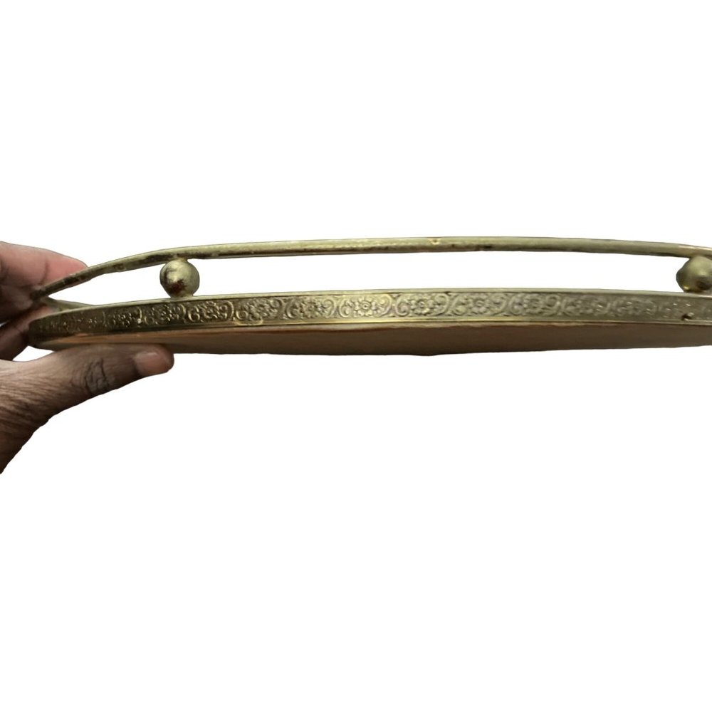 Vintage mirror vanity gray oval shape - Picture 3 of 4